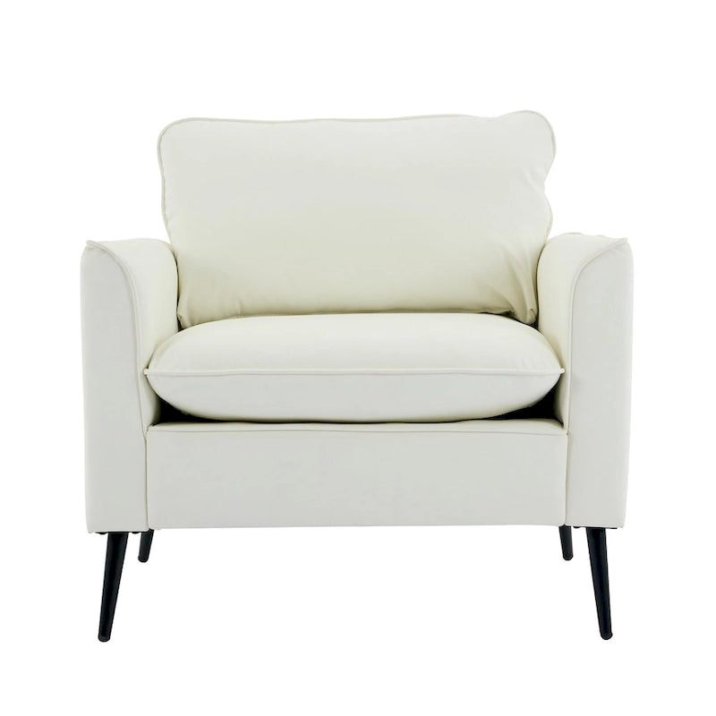 Leather Upholstered Accent Chair 1PC Cream White