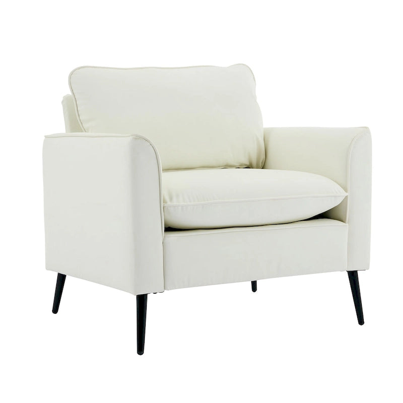 Leather Upholstered Accent Chair 1PC Cream White