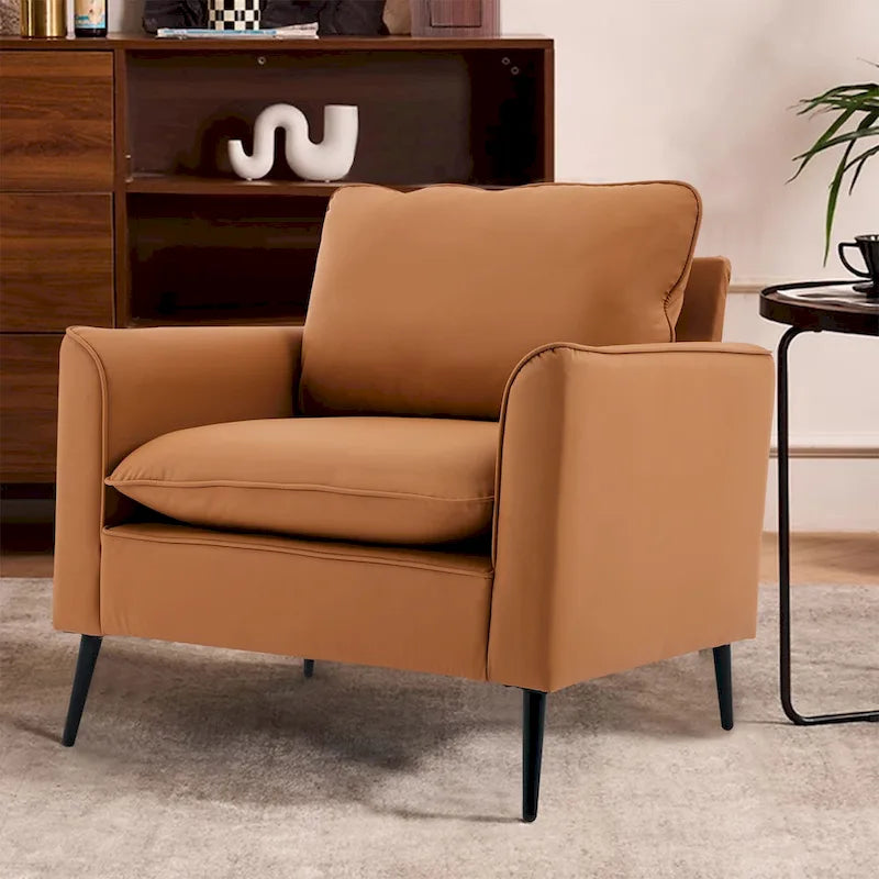 Leather Upholstered Accent Chair 1PC Cream White