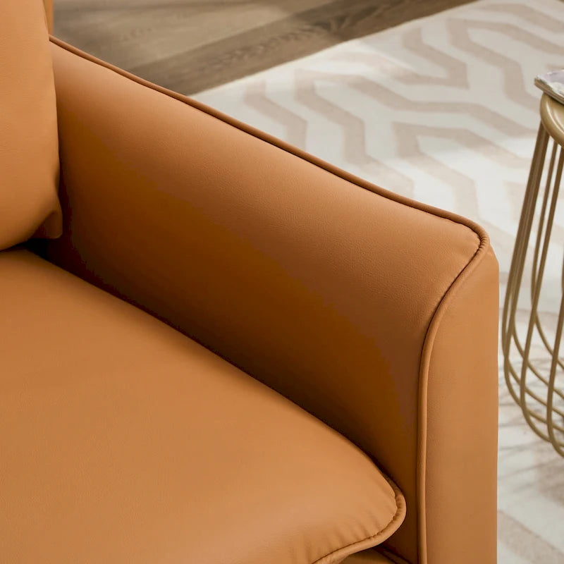 Leather Upholstered Accent Chair 1PC Cream White