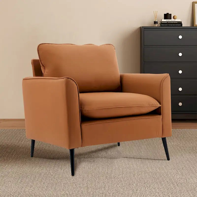Leather Upholstered Accent Chair 1PC Cream White