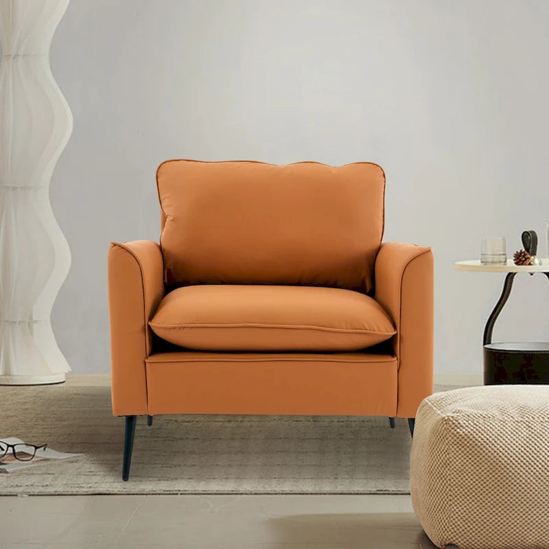 Leather Upholstered Accent Chair 1PC Cream White