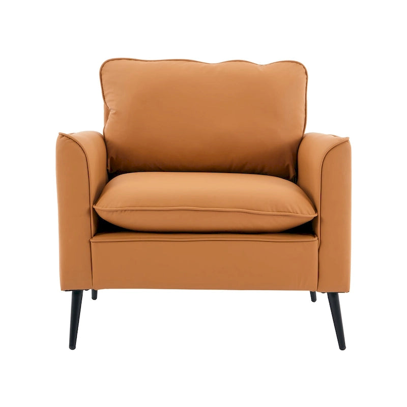 Leather Upholstered Accent Chair 1PC Cream White