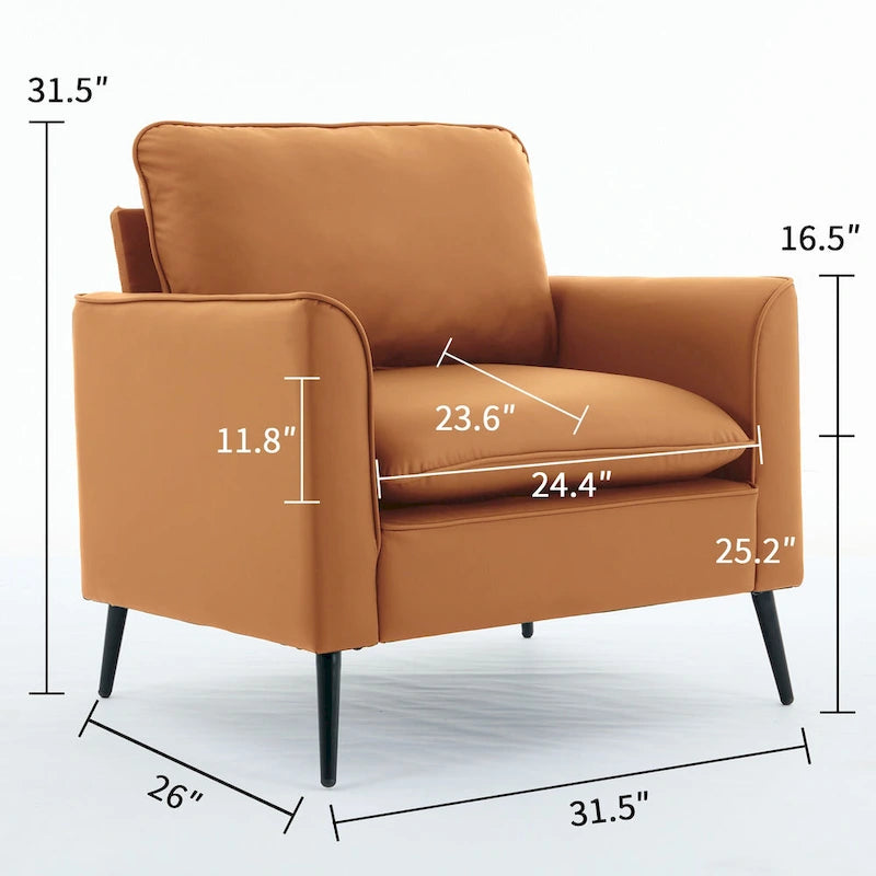 Leather Upholstered Accent Chair 1PC Cream White