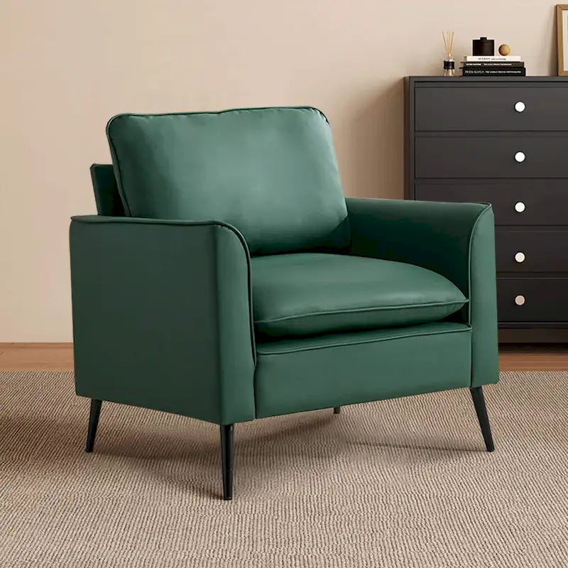 Leather Upholstered Accent Chair 1PC Cream White