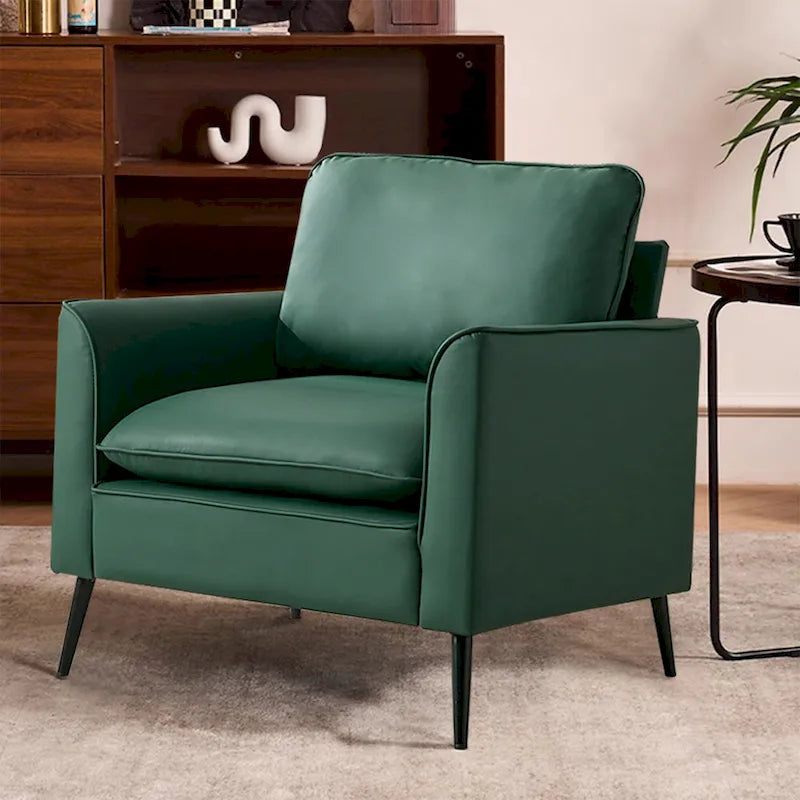 Leather Upholstered Accent Chair 1PC Cream White