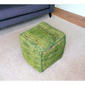 18-Inch Green Cube Pouf Ottoman
