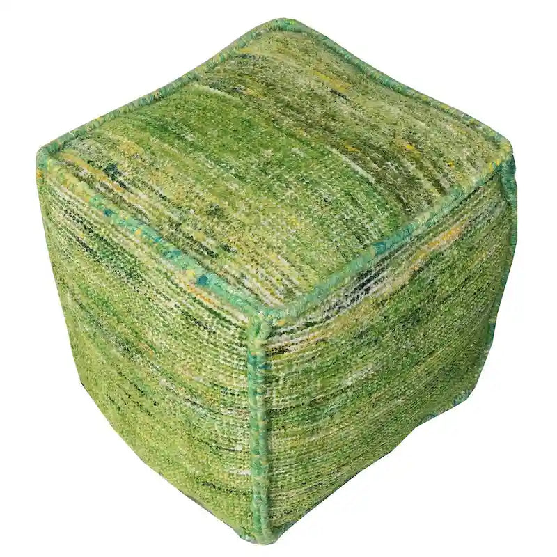 18-Inch Green Cube Pouf Ottoman