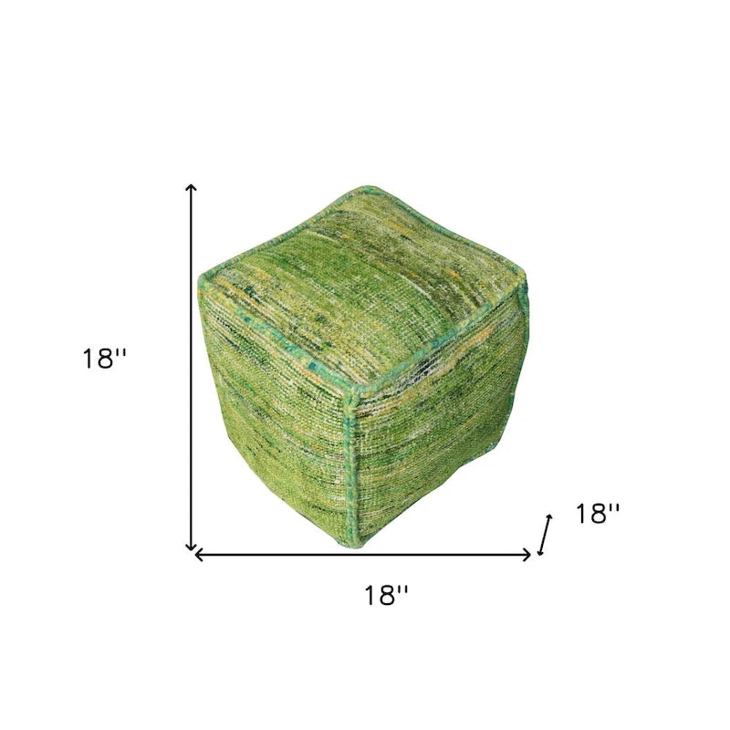 18-Inch Green Cube Pouf Ottoman
