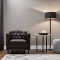 Button Tufted Faux Leather Barrel Chair, Comfy Accent Armchair