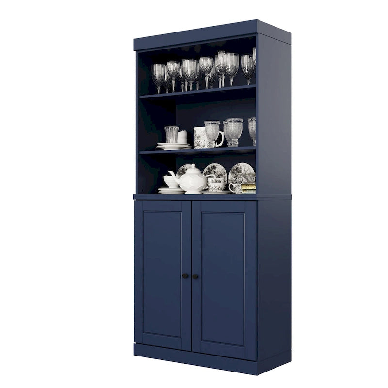 100% Solid Wood 32" Kitchen Pantry Cabinet with 2 Doors