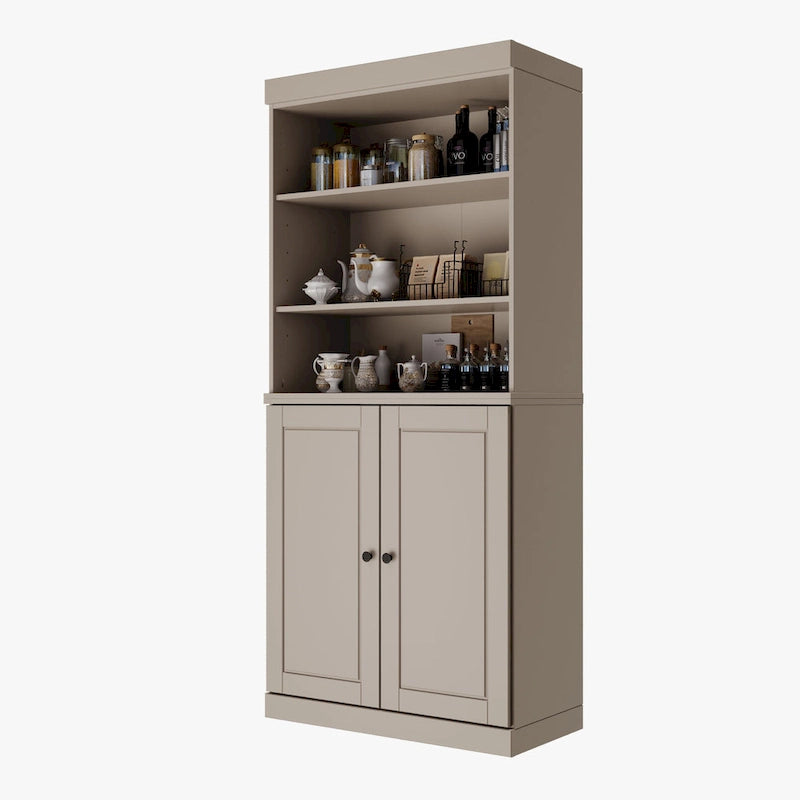 100% Solid Wood 32" Kitchen Pantry Cabinet with 2 Doors
