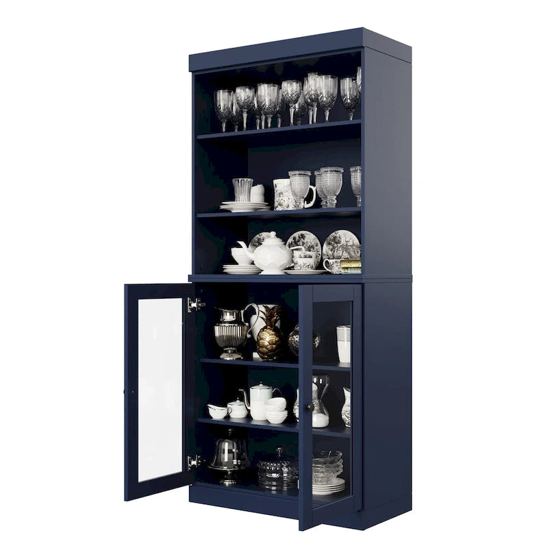 100% Solid Wood 32" Kitchen Pantry Cabinet with 2 Doors
