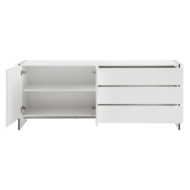 White Lacquer Buffet Server Cabinet