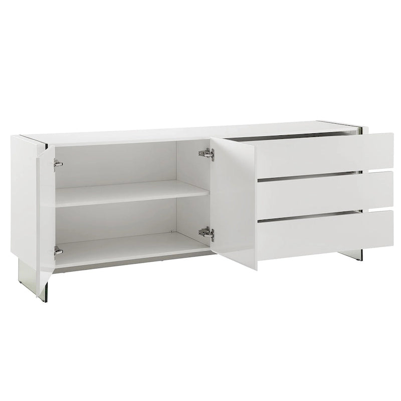 White Lacquer Buffet Server Cabinet