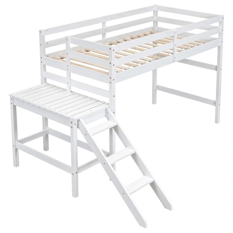 Loft Bed with Platform and Ladder