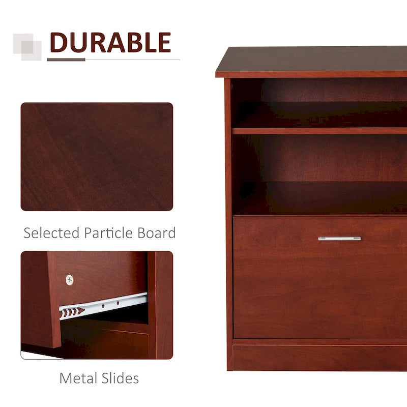 Computer Desk with Printer Cabinet, L-Shaped Corner Desk with Storage