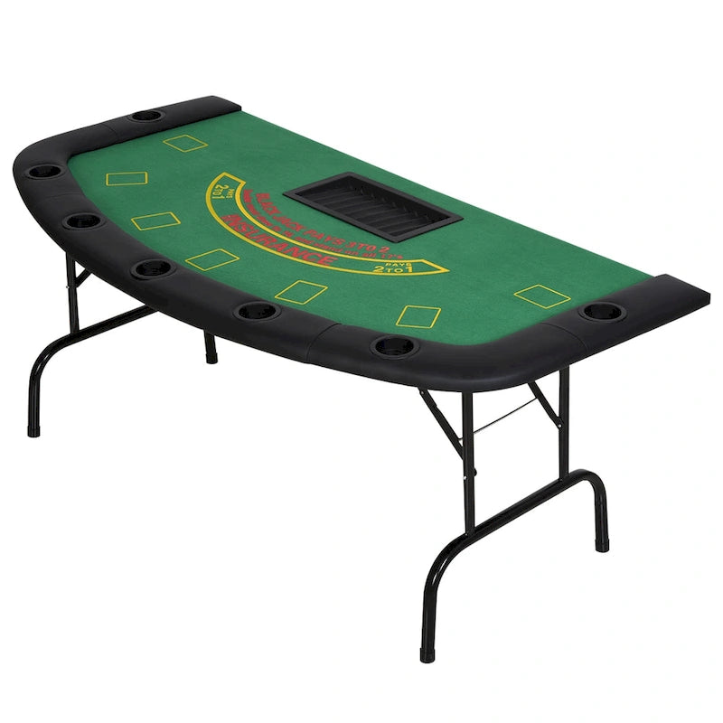 72" 7-Player Foldable Half Poker Table - Blue/Black
