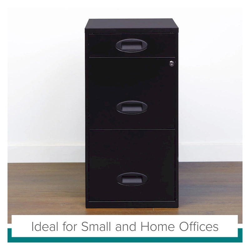 3-Drawer Metal File Cabinet with Pencil Drawer, Black