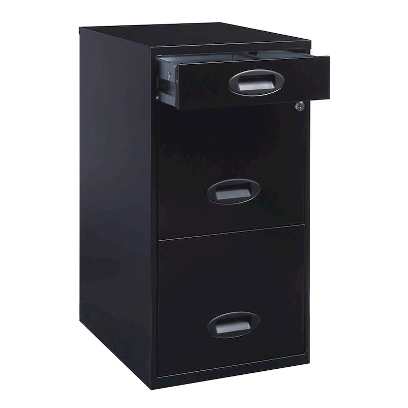 3-Drawer Metal File Cabinet with Pencil Drawer, Black