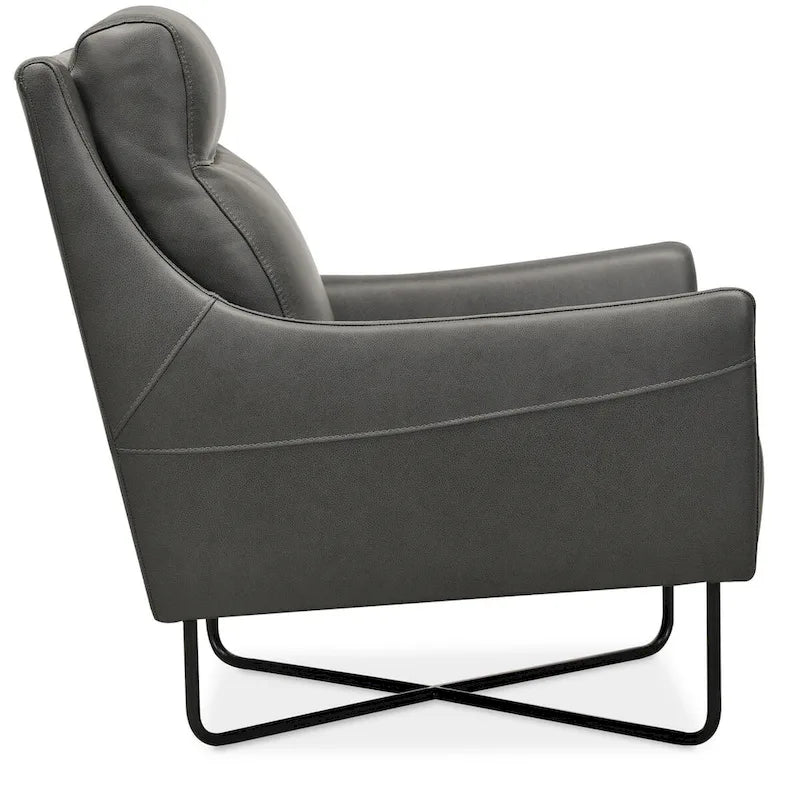 28" Wide Contemporary Semi-Aniline Leather Accent Chair