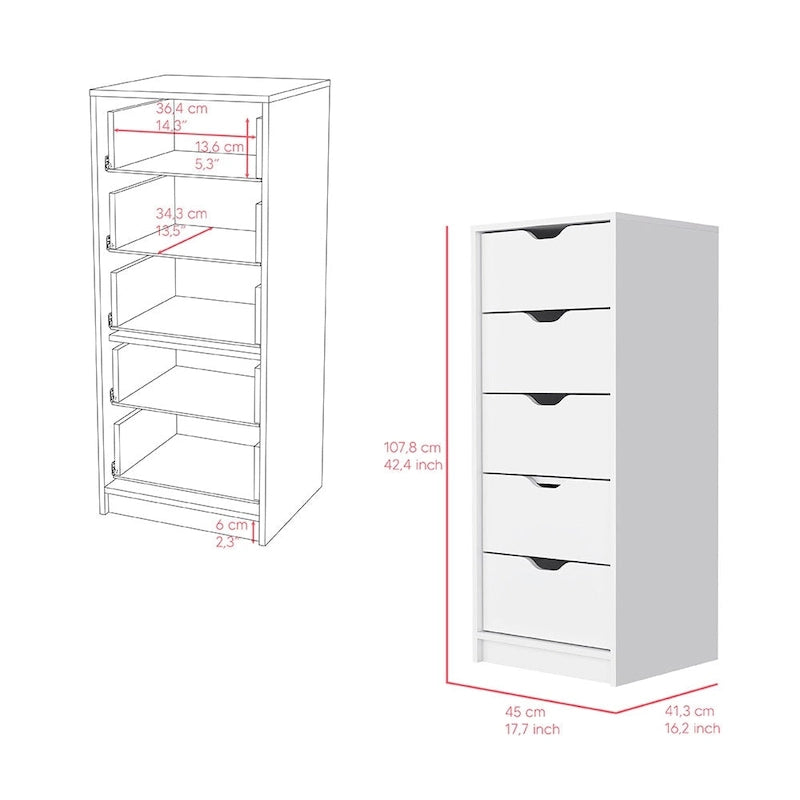 5 Drawer Narrow Dresser