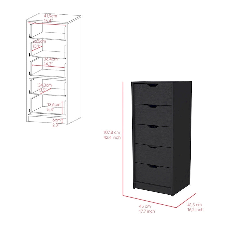 5 Drawer Narrow Dresser
