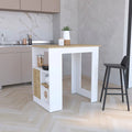 Kitchen Island with 1-Door Cabinet, Push-to-Open System and Side Shelves