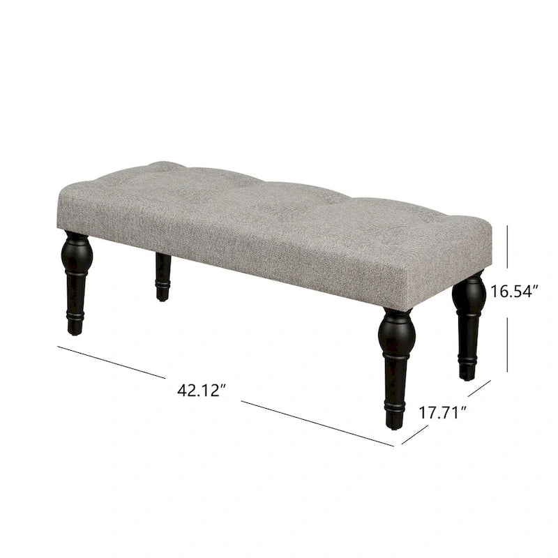 Upholstered Bench with Roman Column Legs for Bedroom, Living Room & Entryway