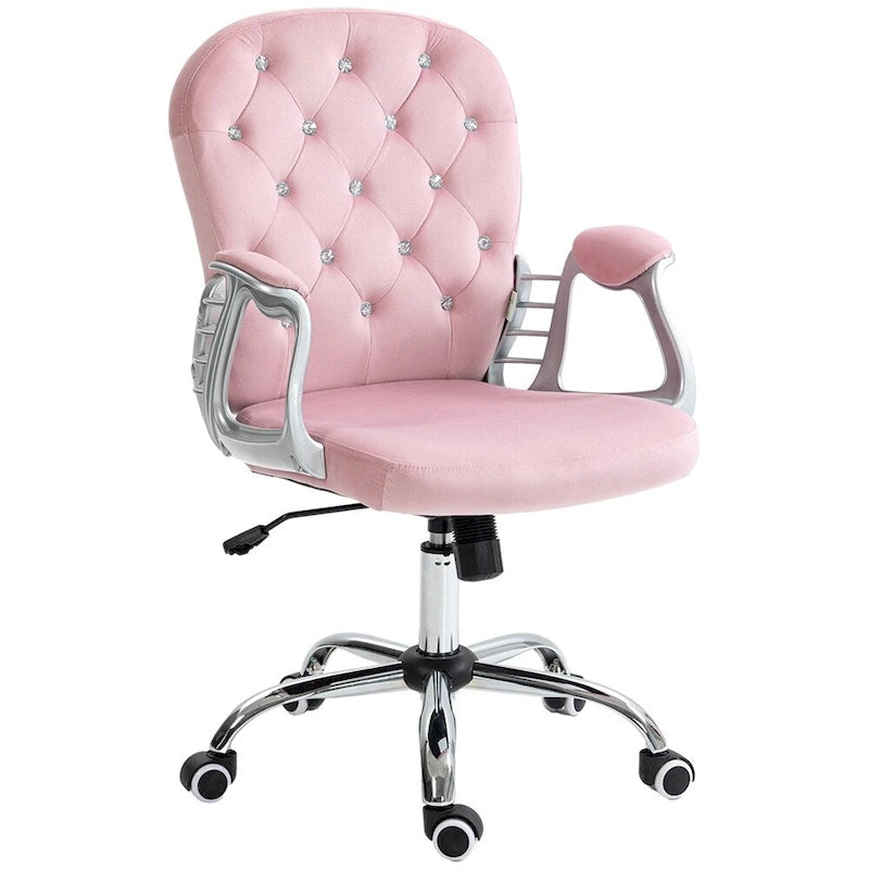 Velvet Adjustable Height Home Office Chair with Padded Armrests & Wheels