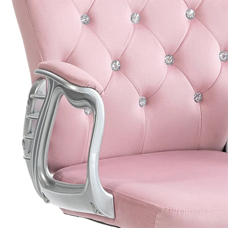 Velvet Adjustable Height Home Office Chair with Padded Armrests & Wheels