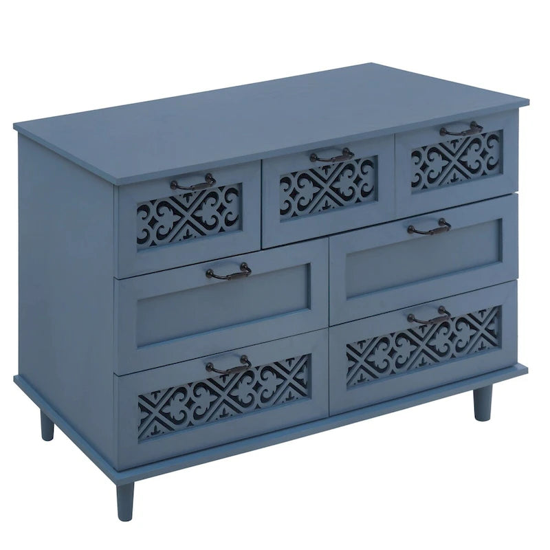 7 Drawer Cabinet with Black Metal Handle