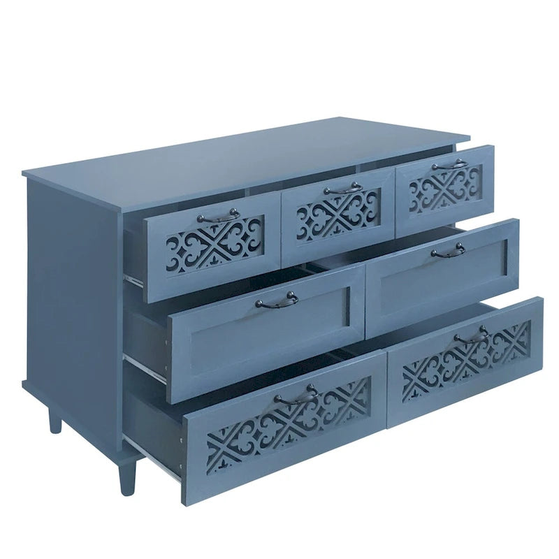 7 Drawer Cabinet with Black Metal Handle