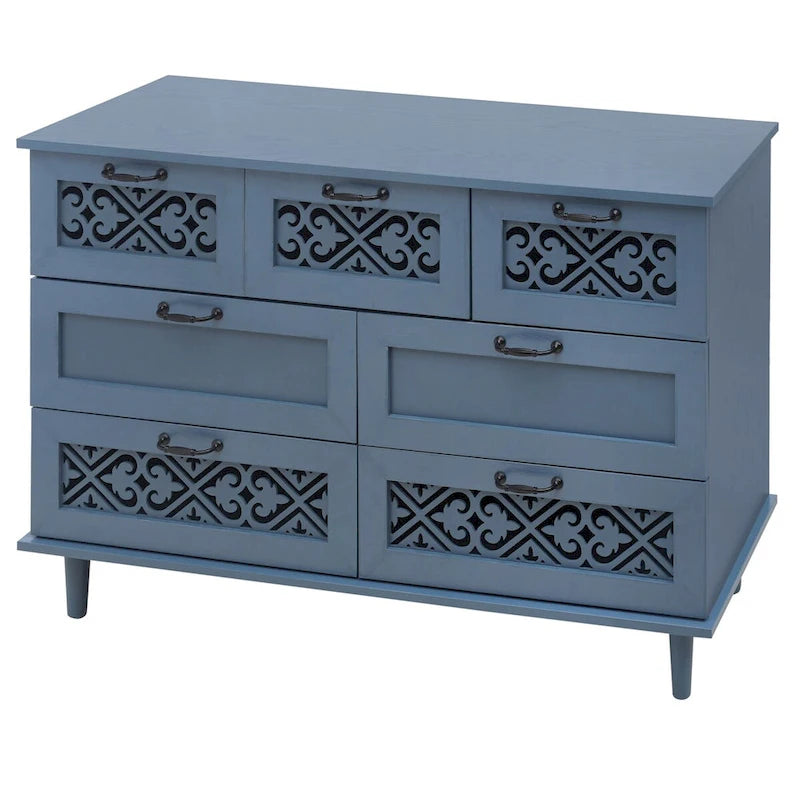 7 Drawer Cabinet with Black Metal Handle