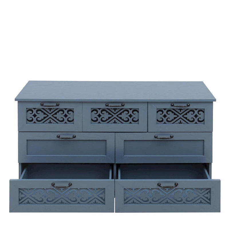 7 Drawer Cabinet with Black Metal Handle