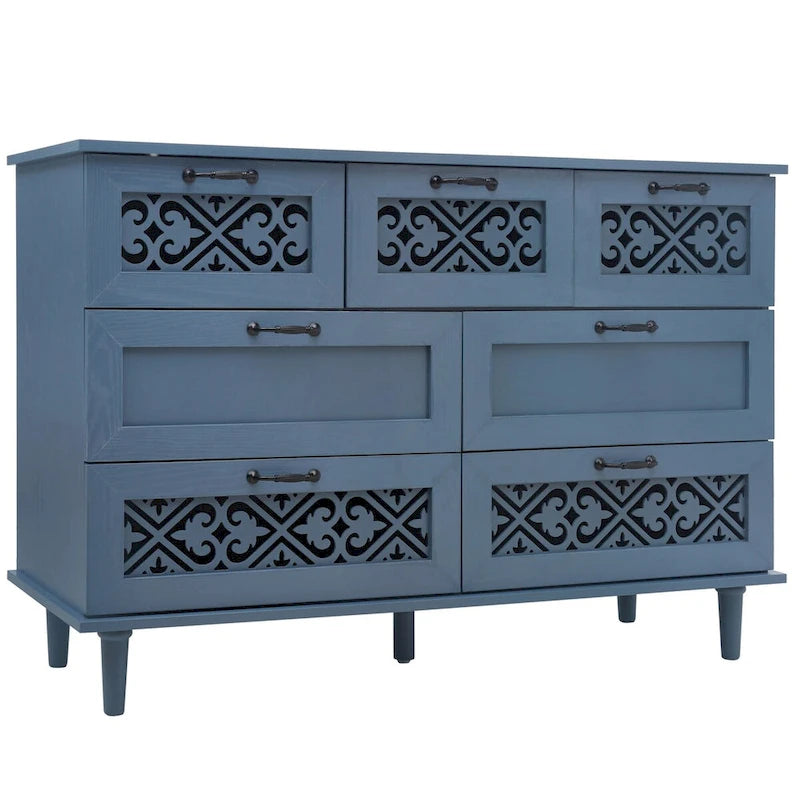 7 Drawer Cabinet with Black Metal Handle