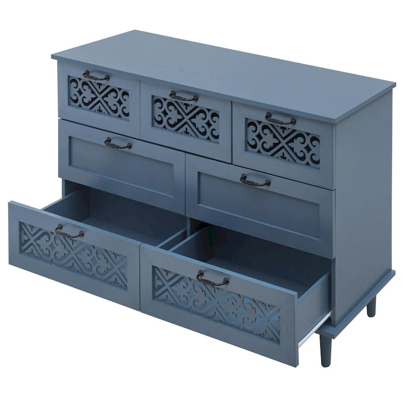 7 Drawer Cabinet with Black Metal Handle