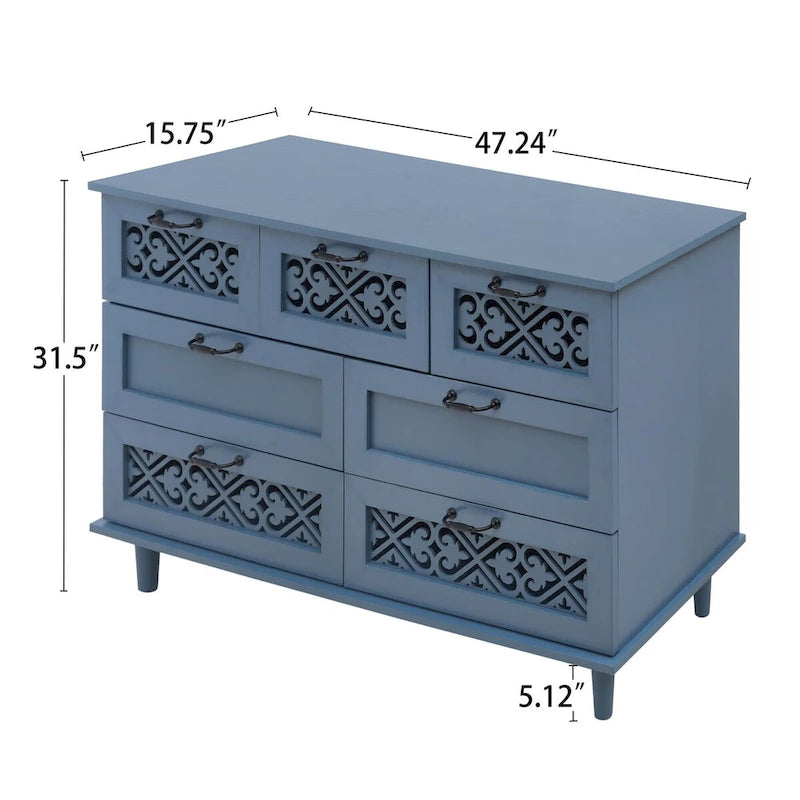 7 Drawer Cabinet with Black Metal Handle