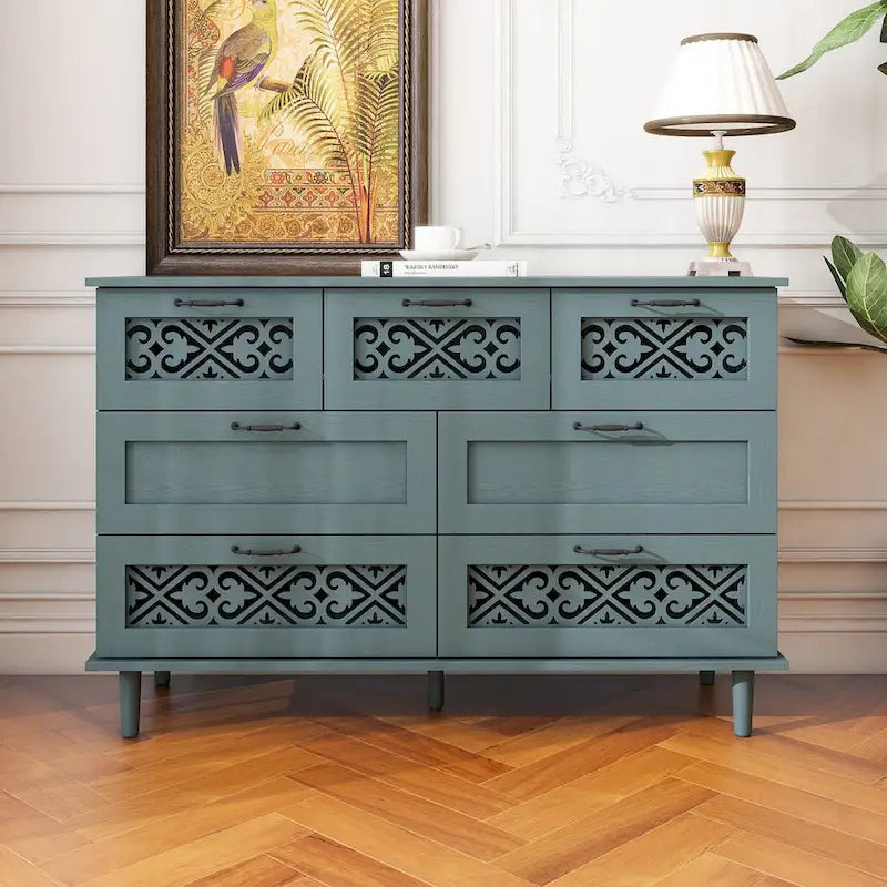 7 Drawer Cabinet with Black Metal Handle