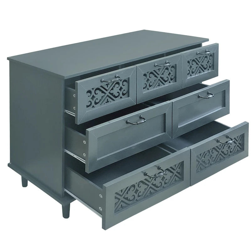 7 Drawer Cabinet with Black Metal Handle