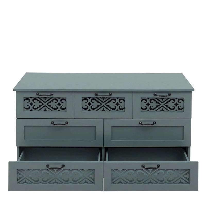 7 Drawer Cabinet with Black Metal Handle