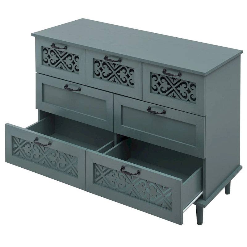 7 Drawer Cabinet with Black Metal Handle