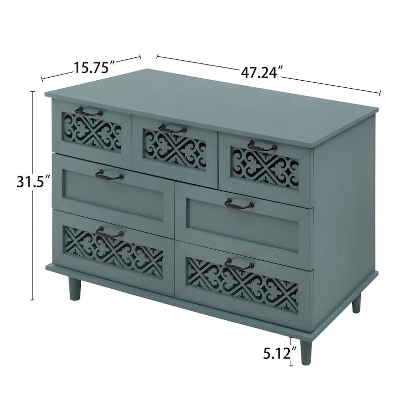 7 Drawer Cabinet with Black Metal Handle