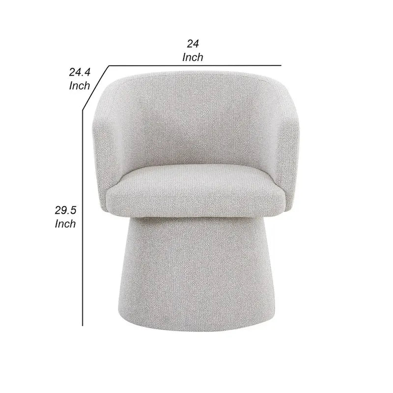 24 Inch Accent Dining Chair, Cushioned Seat with Spindle Back, Gray Linen