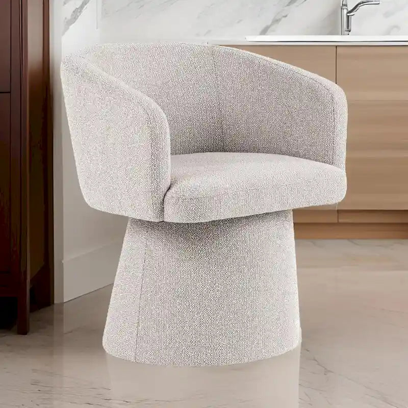24 Inch Accent Dining Chair, Cushioned Seat with Spindle Back, Gray Linen