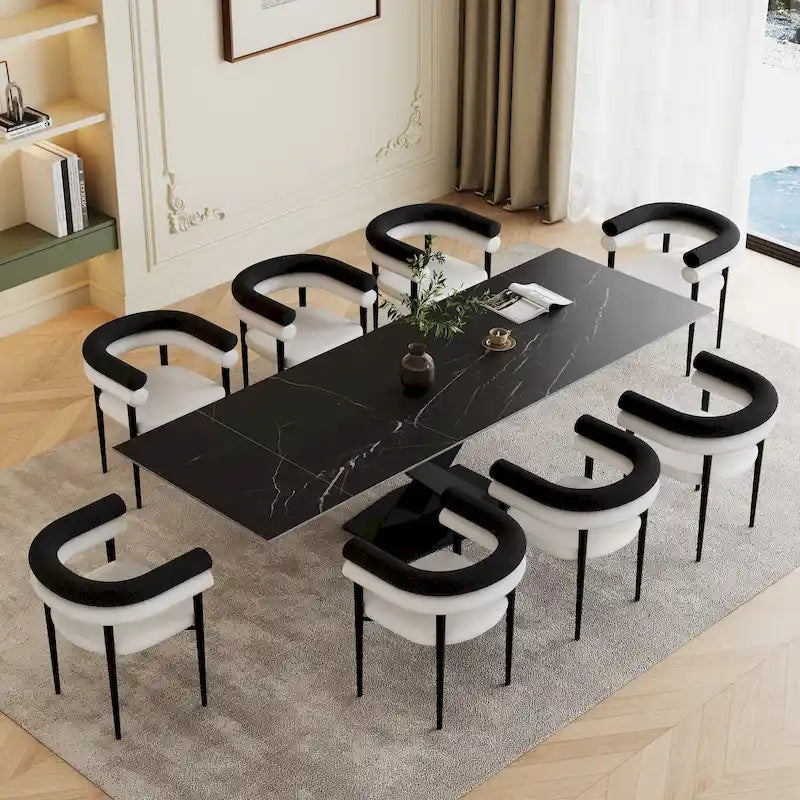 Modern Extendable Rectangular Sintered Stone Dining Table for 6-8