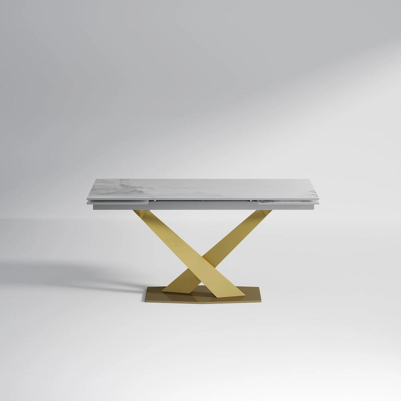 Modern Extendable Rectangular Sintered Stone Dining Table for 6-8