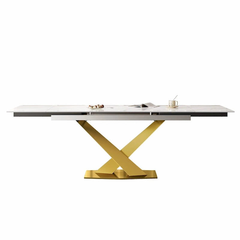 Modern Extendable Rectangular Sintered Stone Dining Table for 6-8