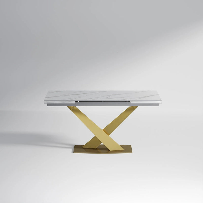 Modern Extendable Rectangular Sintered Stone Dining Table for 6-8