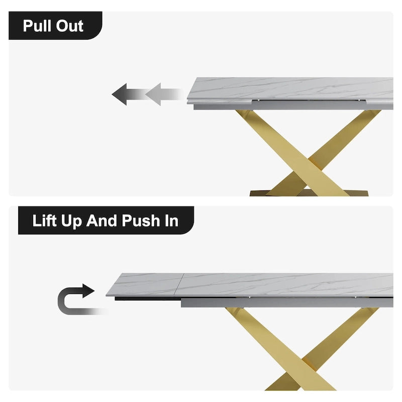 Modern Extendable Rectangular Sintered Stone Dining Table for 6-8